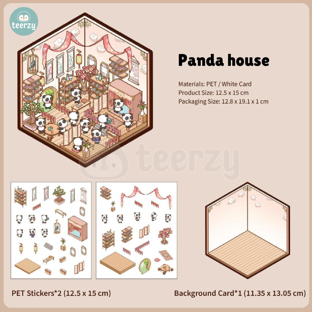 Miniature Scenes 3D Sticker - Panda Inn Lantern Fair Musical Hall [YZ-2]