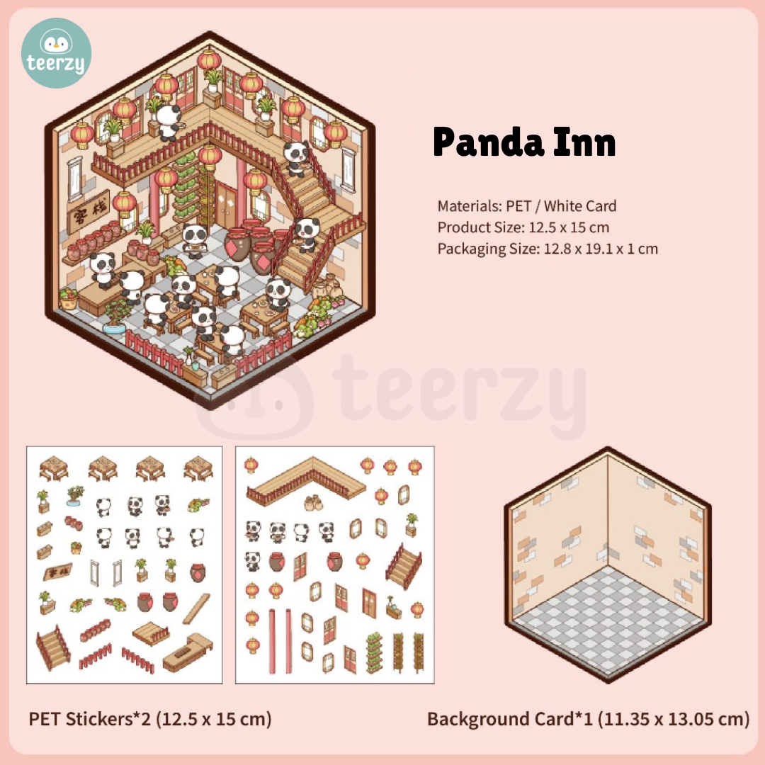 Miniature Scenes 3D Sticker - Panda Inn Lantern Fair Musical Hall [YZ-2]