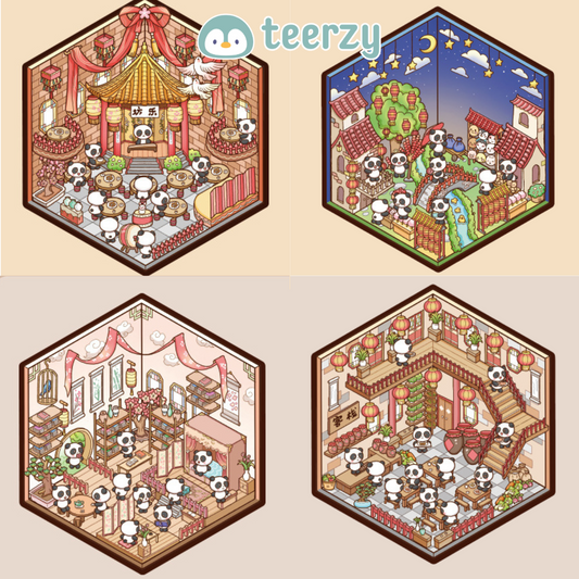 Miniature Scenes 3D Sticker - Panda Inn Lantern Fair Musical Hall [YZ-2]