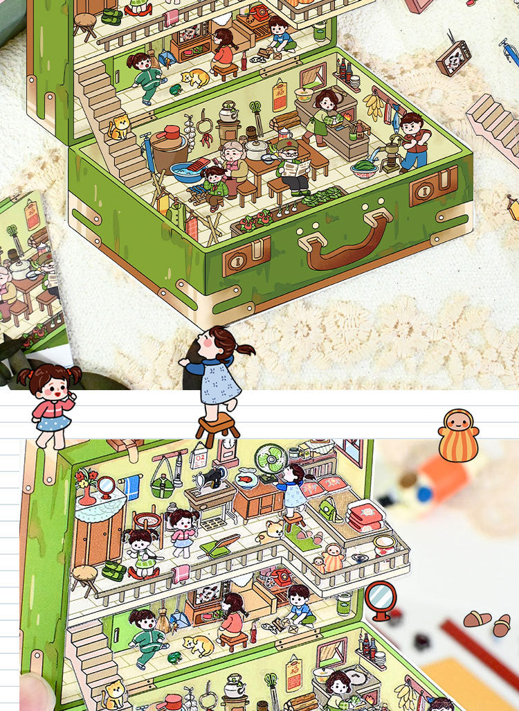 Miniature Scenes 3D Sticker - Joker Circus / Puppy Cake House / Restaurant / Travel Luggage [SY-4]