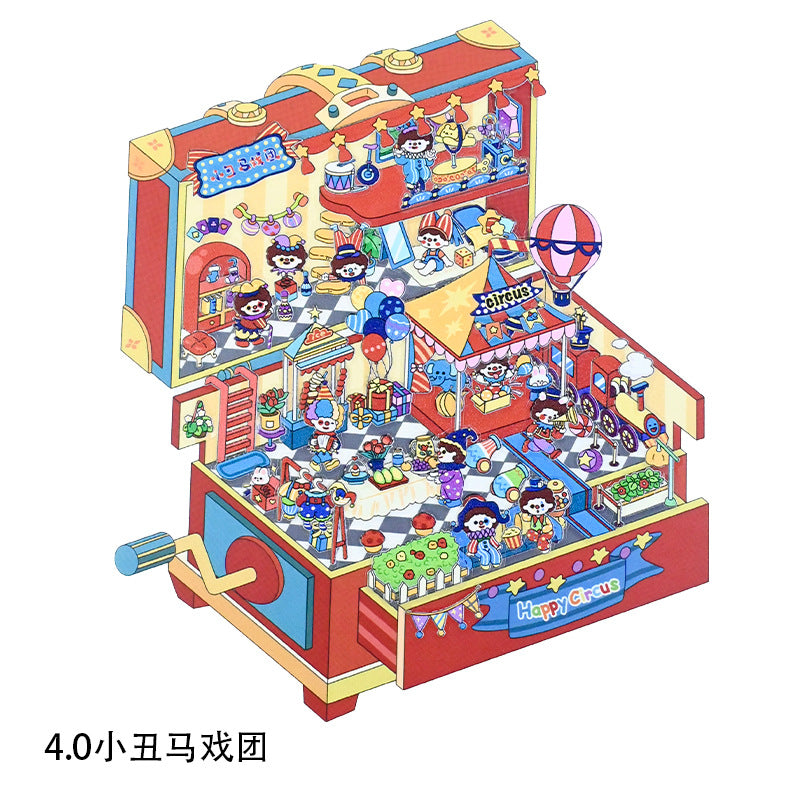 Miniature Scenes 3D Sticker - Joker Circus / Puppy Cake House / Restaurant / Travel Luggage [SY-4]